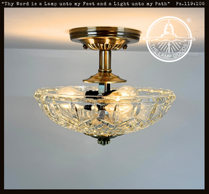 Vintage Diamond Cut Bowl Ceiling Light