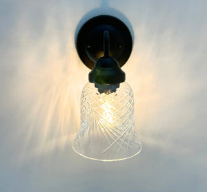 Clear Crosscut Crystal Style Wall Sconce