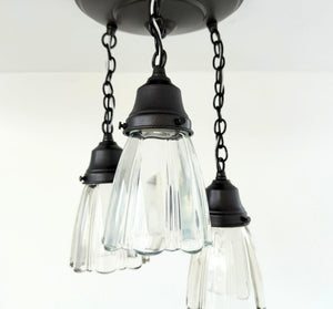 Heritage Ribbed Prism Ceiling Light Trio - The Lamp Goods