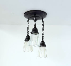 Heritage Ribbed Prism Ceiling Light Trio - The Lamp Goods