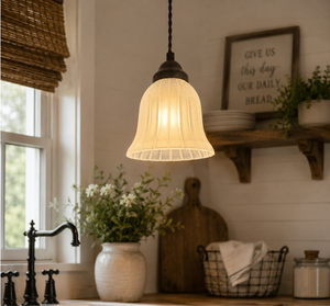 Frosted Wide Ribbed Bell Pendant