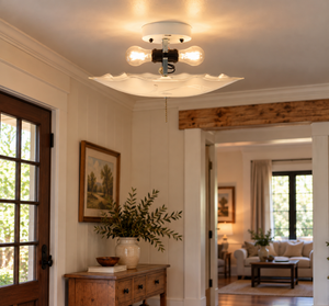 Square Ruffle Cattail Reed Ceiling Light