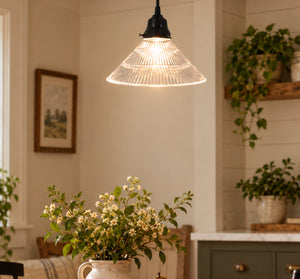 Clear Holophane 3 Tier Rib Pendant