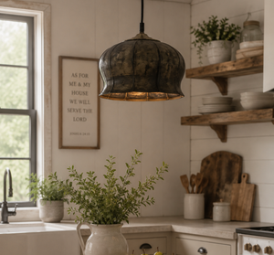 Handcrafted forged metal pendant light by The Lamp Goods