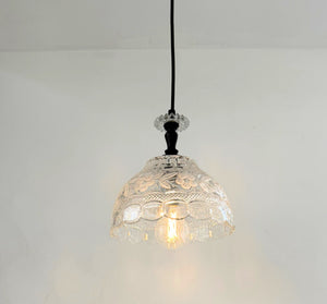 Vintage Cut Crystal Floral Dome Pendant Light
