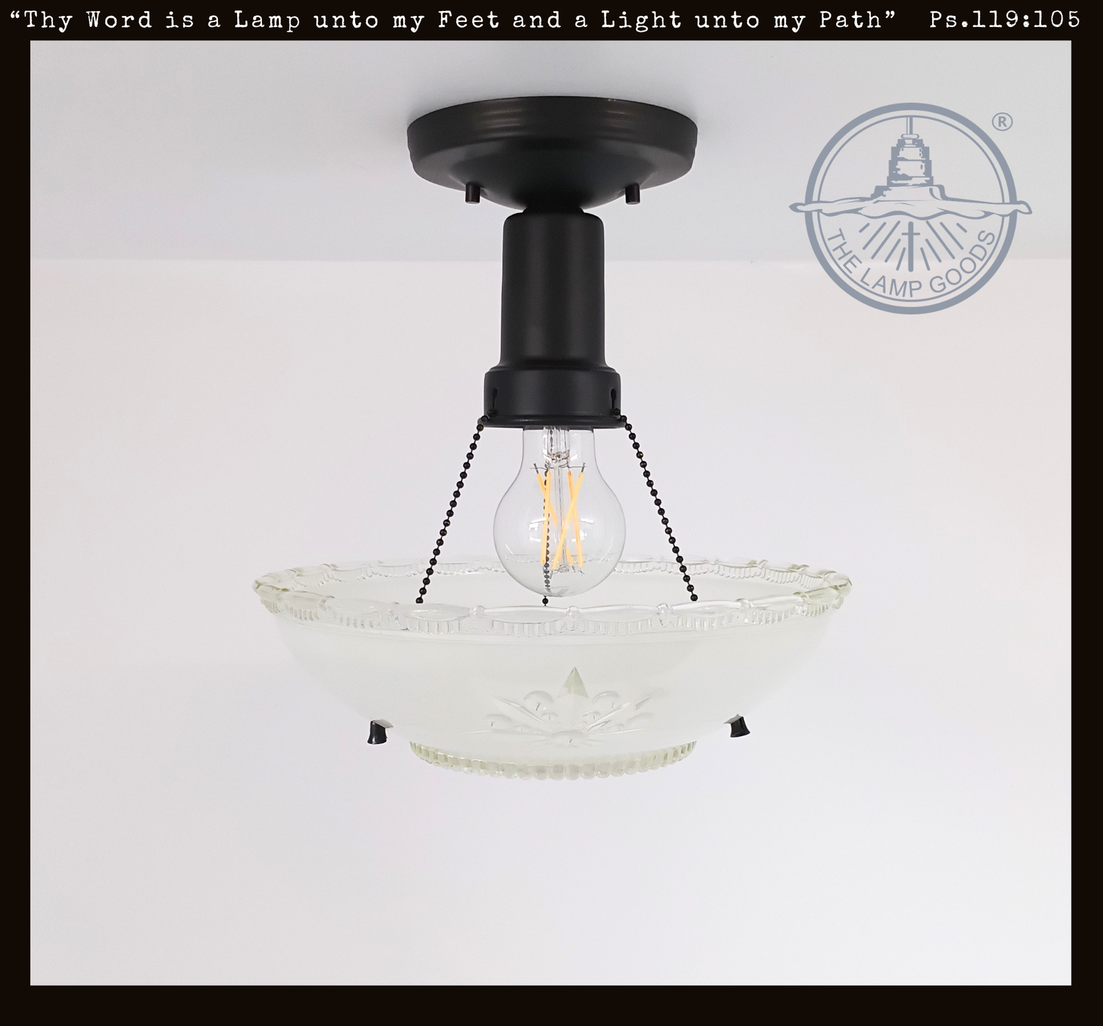 Antique Starburst Embossed Glass Ceiling Light