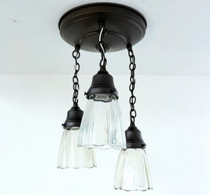 Heritage Ribbed Prism Ceiling Light Trio - The Lamp Goods