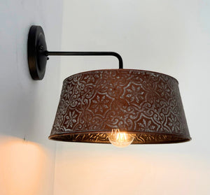 Ornate Copper Custom 90 Degree Arm Wall Sconce - The Lamp Goods