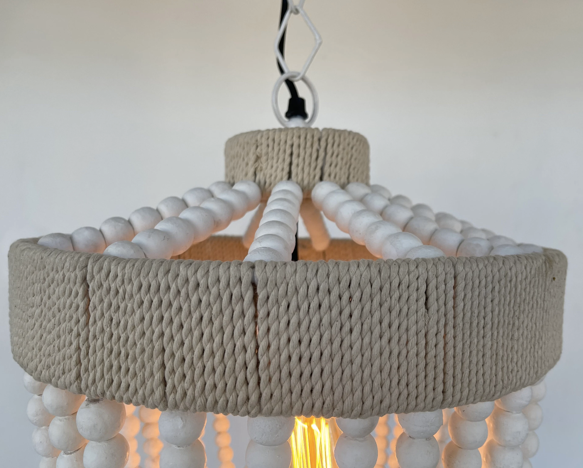 Very Large Farmhouse Beaded Chandelier Pendant Light