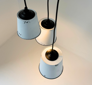 Farmhouse White Barn Distressed Trio Pendant