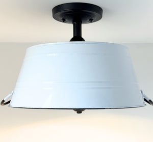 White Enamel Country Barn Ceiling Light