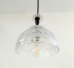 Vintage Cut Crystal Floral Dome Pendant Light