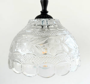 Vintage Cut Crystal Floral Dome Pendant Light