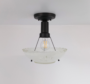 Antique Starburst Embossed Glass Ceiling Light