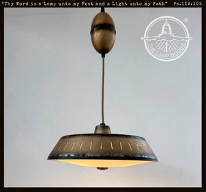 Vintage Industrial Bronze Dish Pendant Light