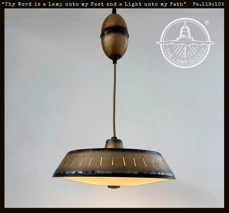 Vintage Industrial Bronze Dish Pendant Light