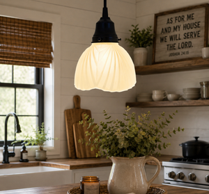 Frosted Wide Draped Pendant Light