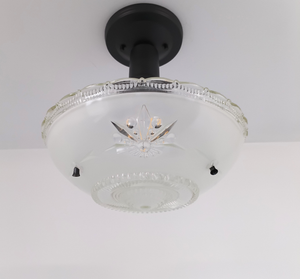 Antique Starburst Embossed Glass Ceiling Light