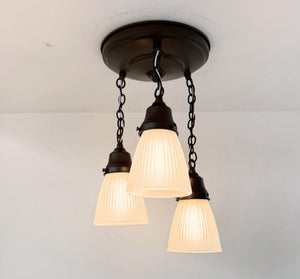Frosted Vintage Holophane Ceiling Light Trio - The Lamp Goods