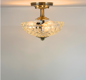 Vintage Diamond Cut Bowl Ceiling Light