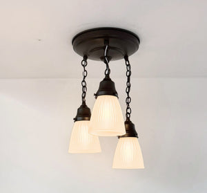 Frosted Vintage Holophane Ceiling Light Trio - The Lamp Goods
