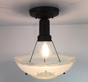 Antique Starburst Embossed Glass Ceiling Light
