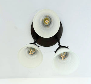 Frosted Vintage Holophane Ceiling Light Trio - The Lamp Goods