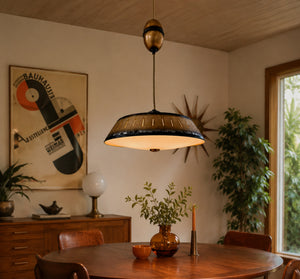 Vintage Industrial Bronze Dish Pendant Light