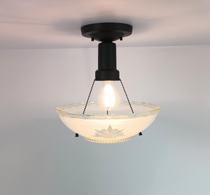 Antique Starburst Embossed Glass Ceiling Light
