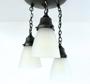 Frosted Vintage Holophane Ceiling Light Trio - The Lamp Goods