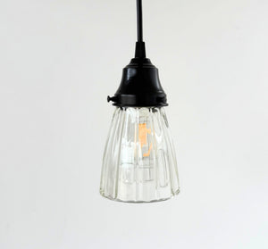 Classic Clear Ribbed Glass Pendant Light - The Lamp Goods