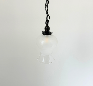 Antique Floral Etched Glass Pendant