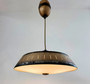 Vintage Industrial Bronze Dish Pendant Light