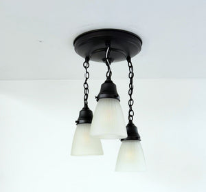Frosted Vintage Holophane Ceiling Light Trio - The Lamp Goods