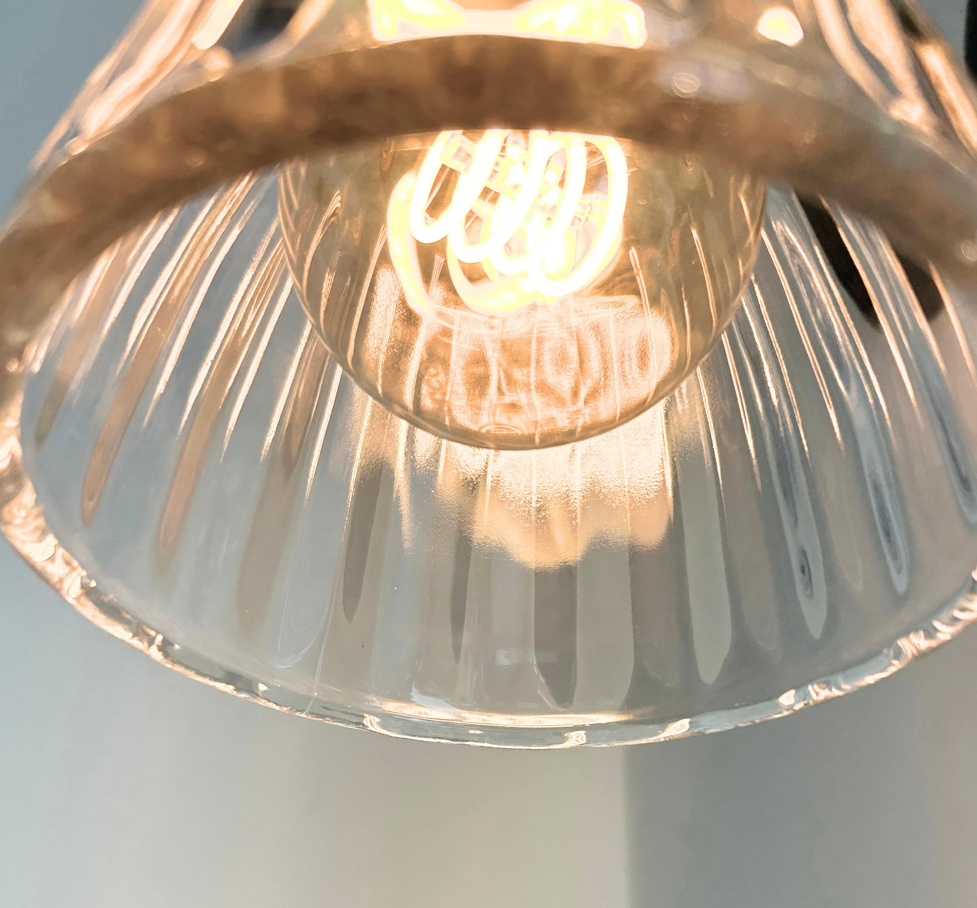 Thick Holophane Clear Glass Wall Sconce