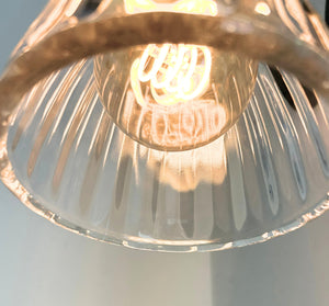 Thick Holophane Clear Glass Wall Sconce