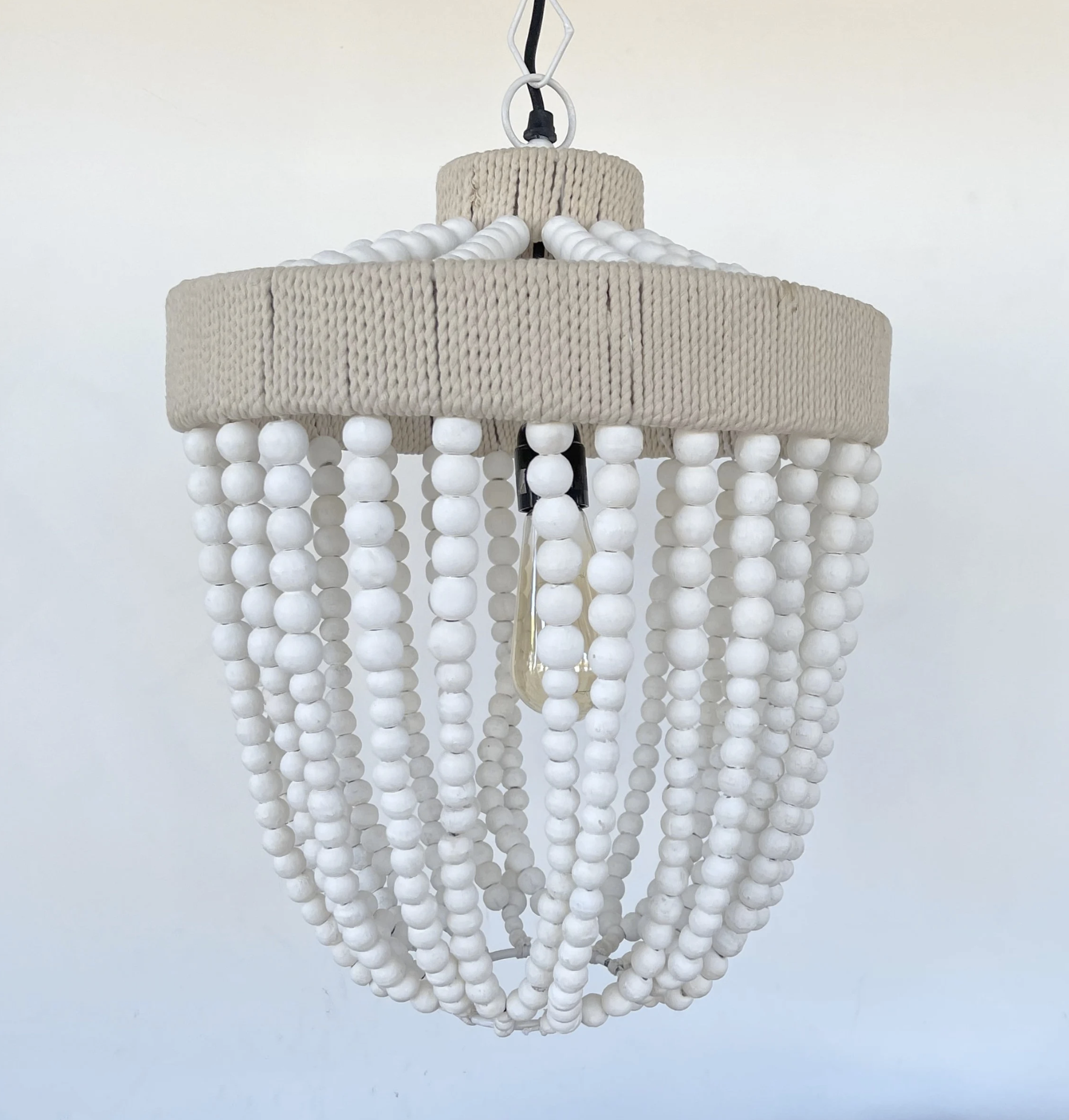 Very Large Farmhouse Beaded Chandelier Pendant Light