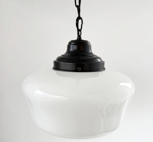 Beveled Schoolhouse Milk Glass Pendant