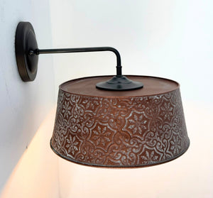 Ornate Copper Custom 90 Degree Arm Wall Sconce - The Lamp Goods