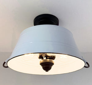 White Enamel Country Barn Ceiling Light