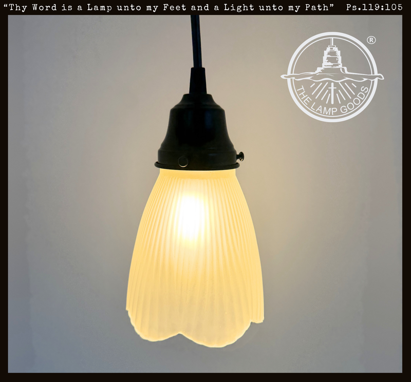 Frosted Holophane Scallop Pendant