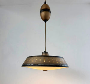 Vintage Industrial Bronze Dish Pendant Light