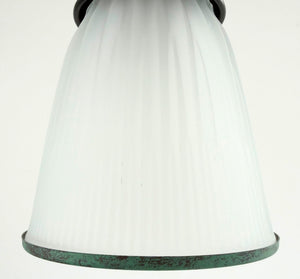 Green Rim Frosted Holophane Pendant - The Lamp Goods