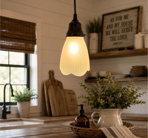 Frosted Holophane Scallop Pendant