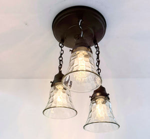 Vintage Pebble Glass Ceiling Light Trio - The Lamp Goods