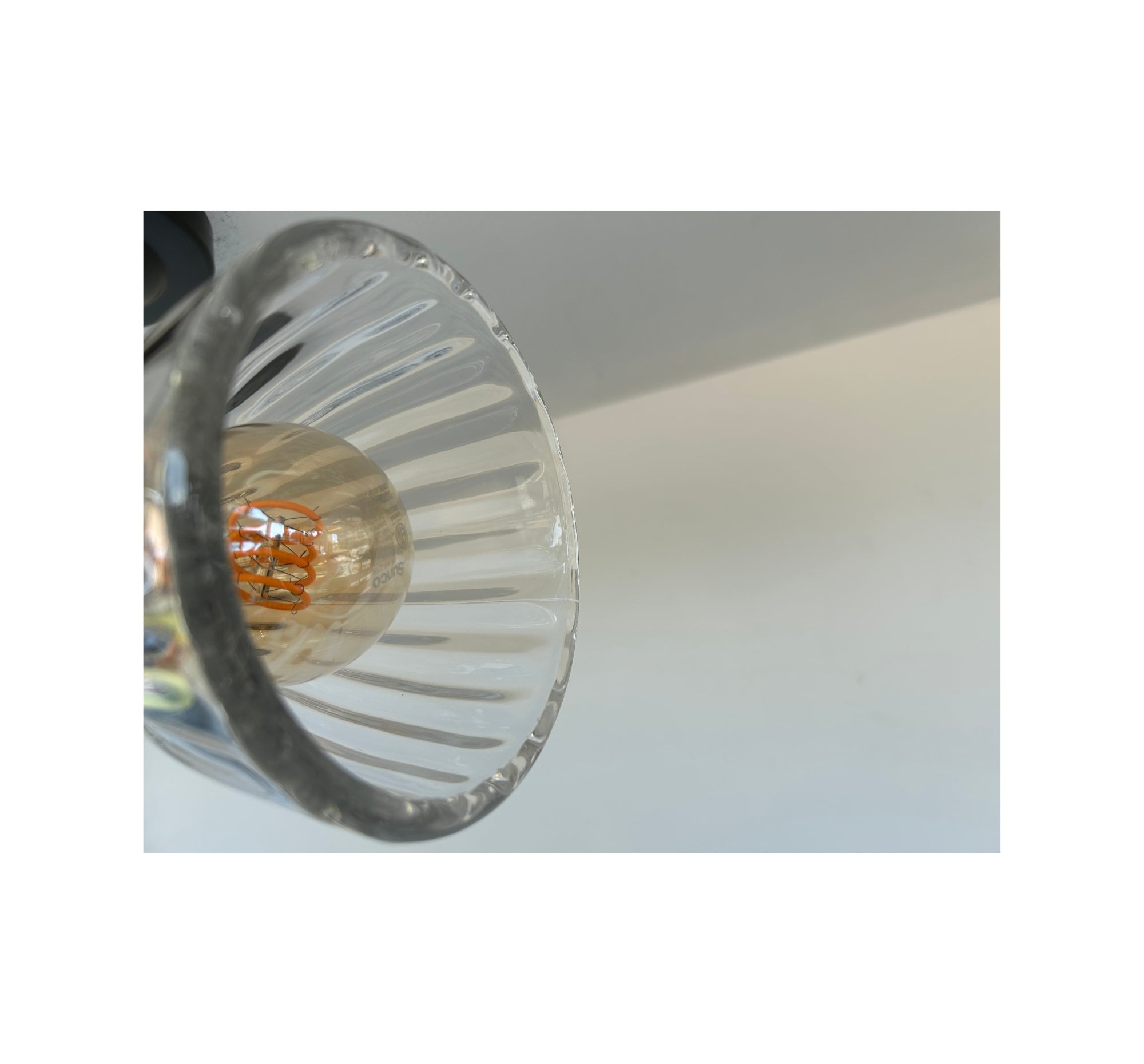 Thick Holophane Clear Glass Wall Sconce
