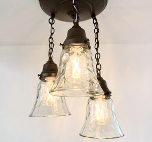 Vintage Pebble Glass Ceiling Light Trio - The Lamp Goods