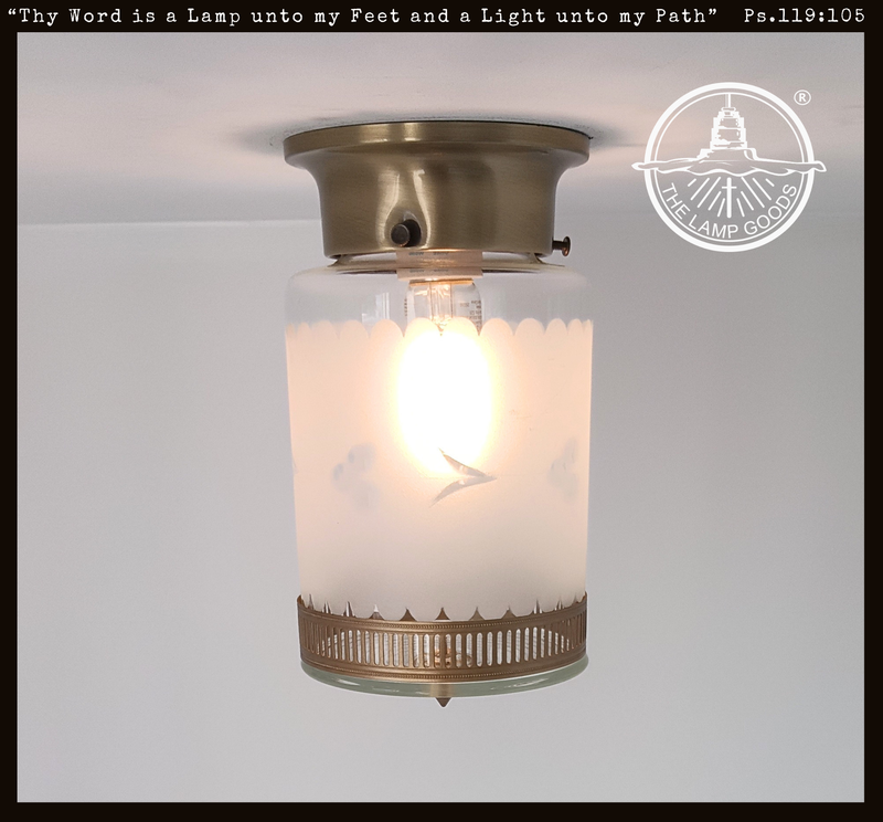 Vintage Frosted Scallop Cylinder Ceiling Light