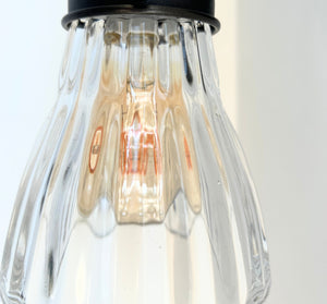 Thick Holophane Clear Glass Wall Sconce