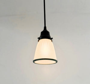 Green Rim Frosted Holophane Pendant - The Lamp Goods
